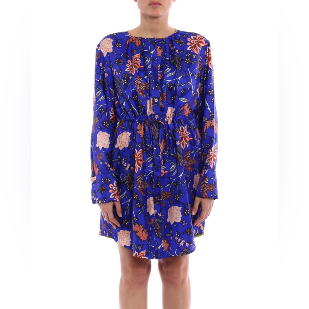 Diane Von Furstenberg Long Sleeve Silk Cinched Waist Shirt Dress Size 0